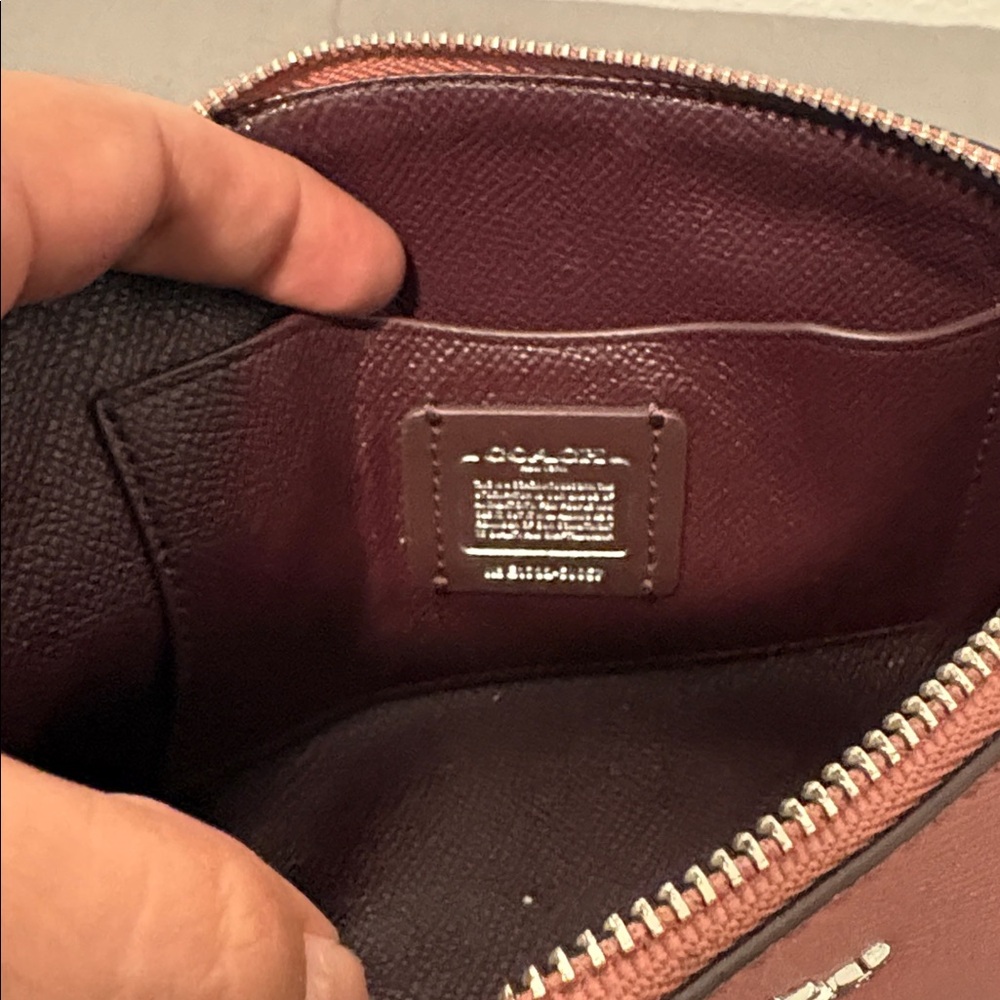 Coach Pink Shimmery Leather Cosmetic Clutch Pouch Bag - Picture 5 of 5